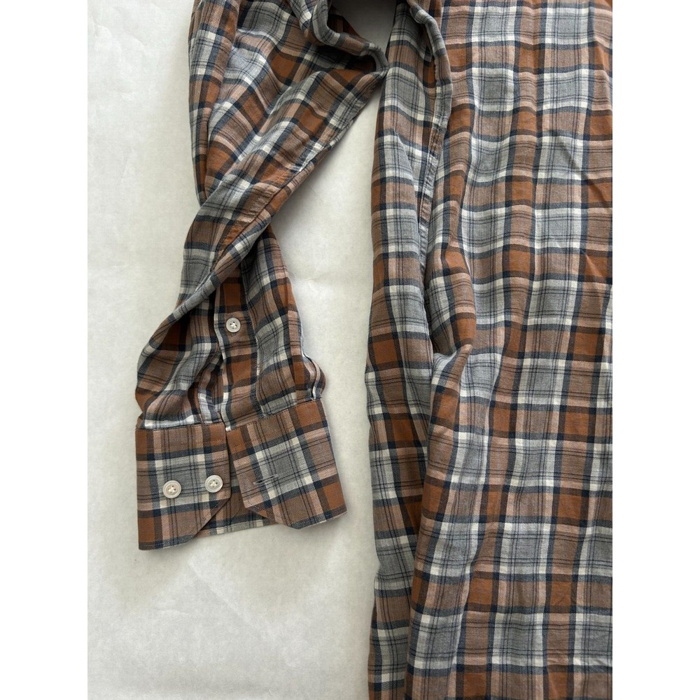 Peter Millar Autumn Fall Color White Plaid Button Knit Dress Shirt Mens XL EUC - Picture 3 of 4